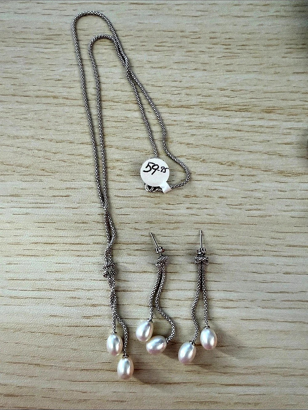 Pearl Drop Necklace & Earrings Set